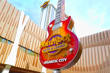 Hard Rock Hotel & Casino Atlantic City Iconic guitar sign, daytime.